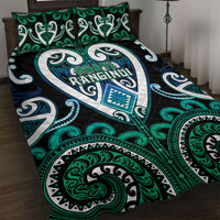 Aotearoa Ngati Ranginui Quilt Bed Set Maori Tribal Pattern LT05 Cyan - Polynesian Pride