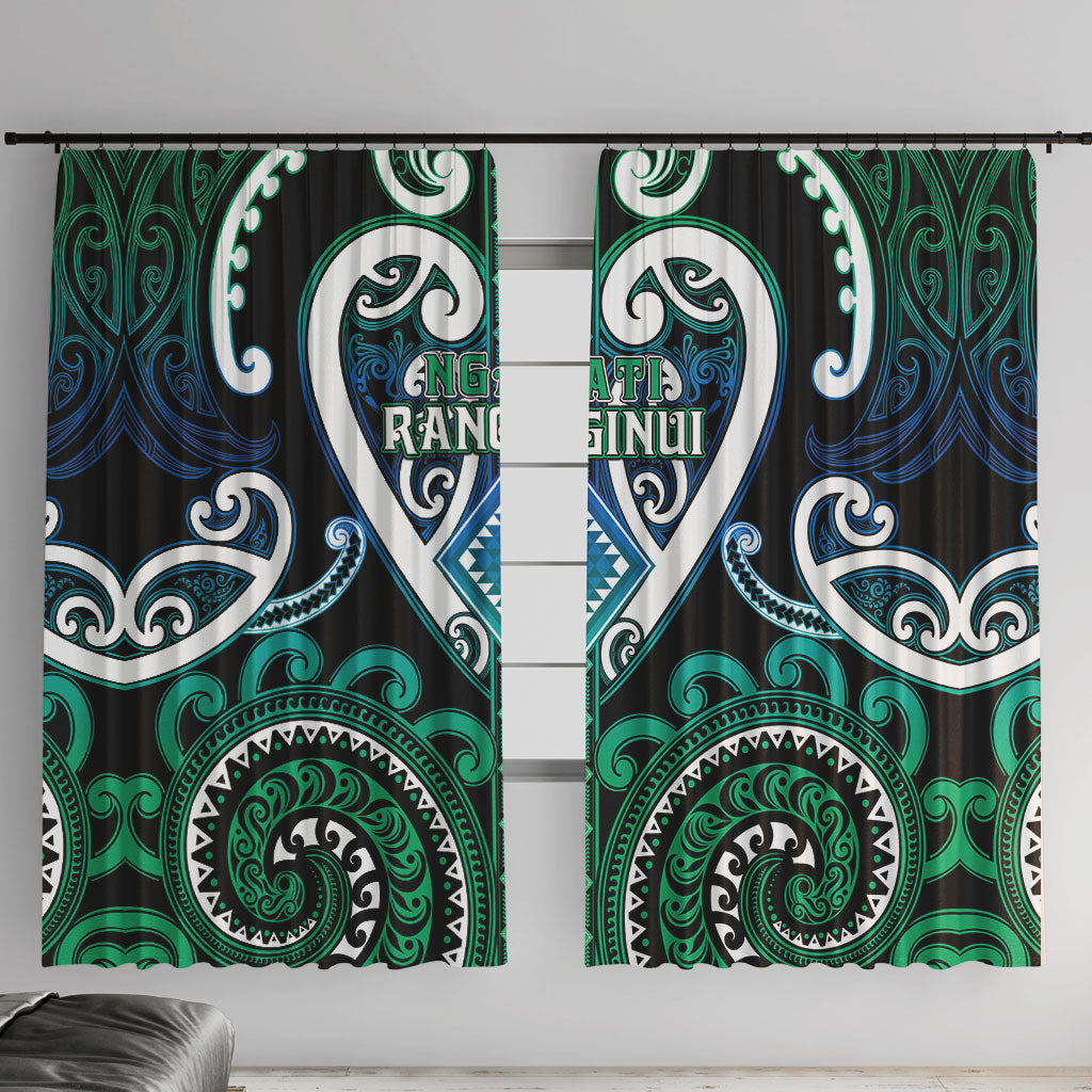 Aotearoa Ngati Ranginui Window Curtain Maori Tribal Pattern LT05 With Hooks Cyan - Polynesian Pride