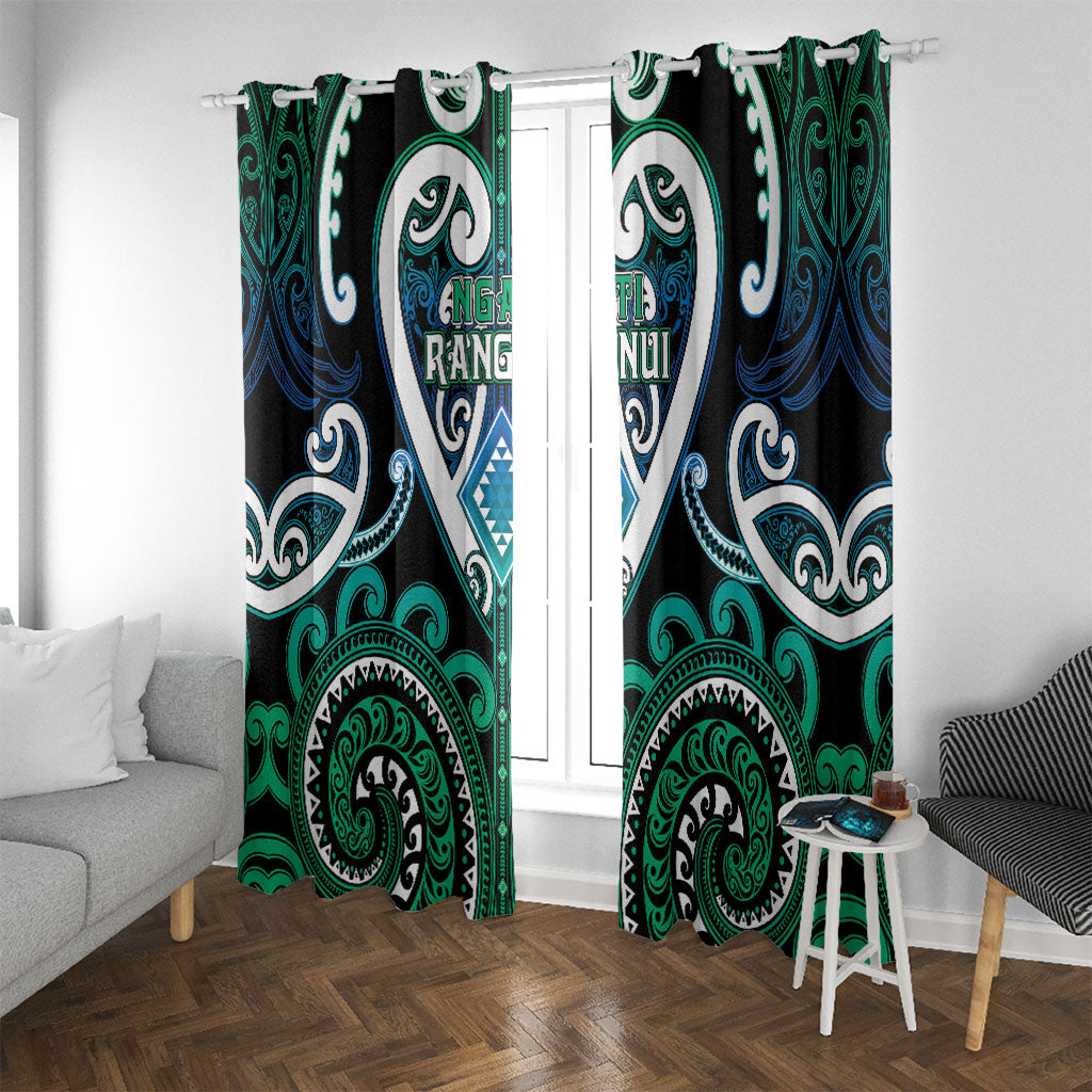 Aotearoa Ngati Ranginui Window Curtain Maori Tribal Pattern LT05 With Grommets Cyan - Polynesian Pride