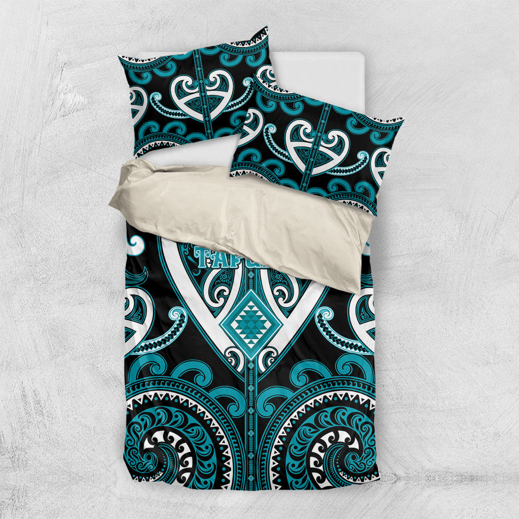 Aotearoa Tapuika Bedding Set Maori Tribal Pattern LT05 US Twin 172cm x 218cm Teal - Polynesian Pride