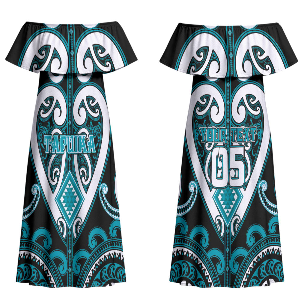 Custom Aotearoa Tapuika Couples Matching Off Shoulder Maxi Dress and Hawaiian Shirt Maori Tribal Pattern LT05 - Polynesian Pride