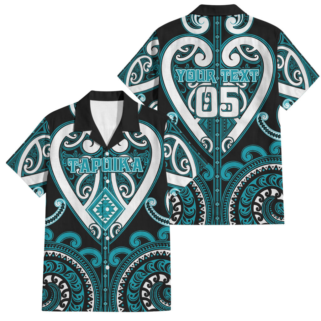 Custom Aotearoa Tapuika Family Matching Tank Maxi Dress and Hawaiian Shirt Maori Tribal Pattern LT05 Dad's Shirt - Short Sleeve Teal - Polynesian Pride