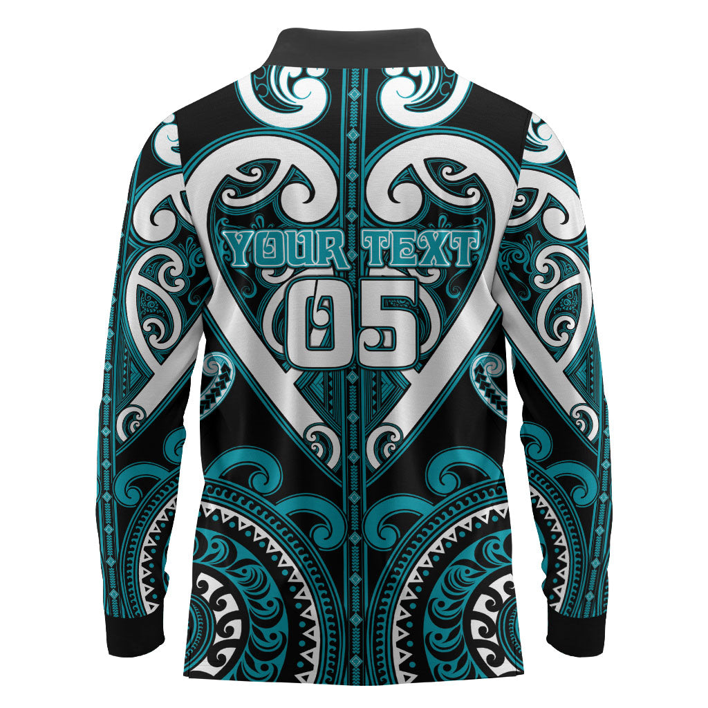 Custom Aotearoa Tapuika Long Sleeve Polo Shirt Maori Tribal Pattern LT05 - Polynesian Pride