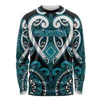 Custom Aotearoa Tapuika Long Sleeve Shirt Maori Tribal Pattern LT05 Unisex Teal - Polynesian Pride