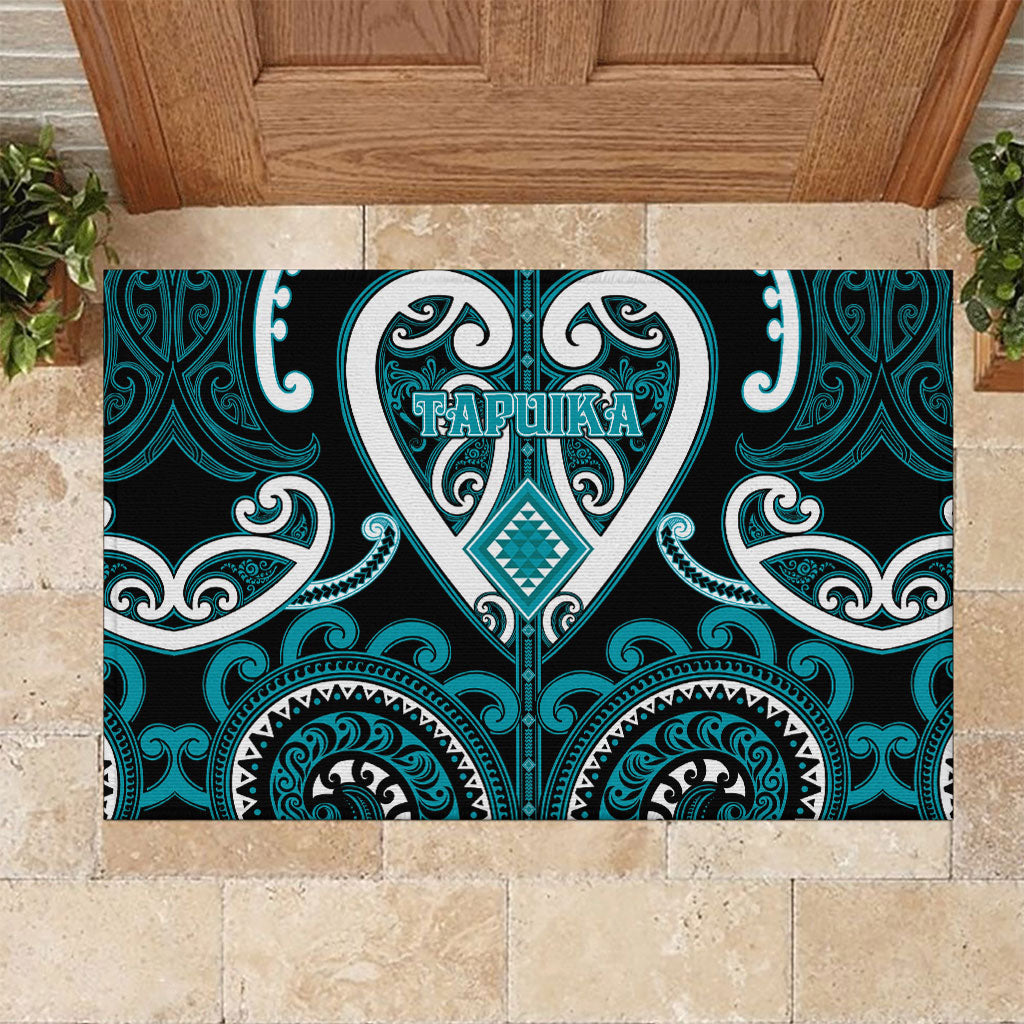 Aotearoa Tapuika Rubber Doormat Maori Tribal Pattern LT05 Teal - Polynesian Pride