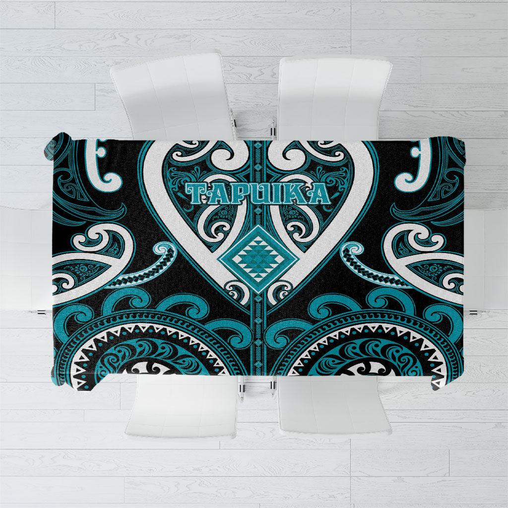 Aotearoa Tapuika Tablecloth Maori Tribal Pattern LT05 Teal - Polynesian Pride