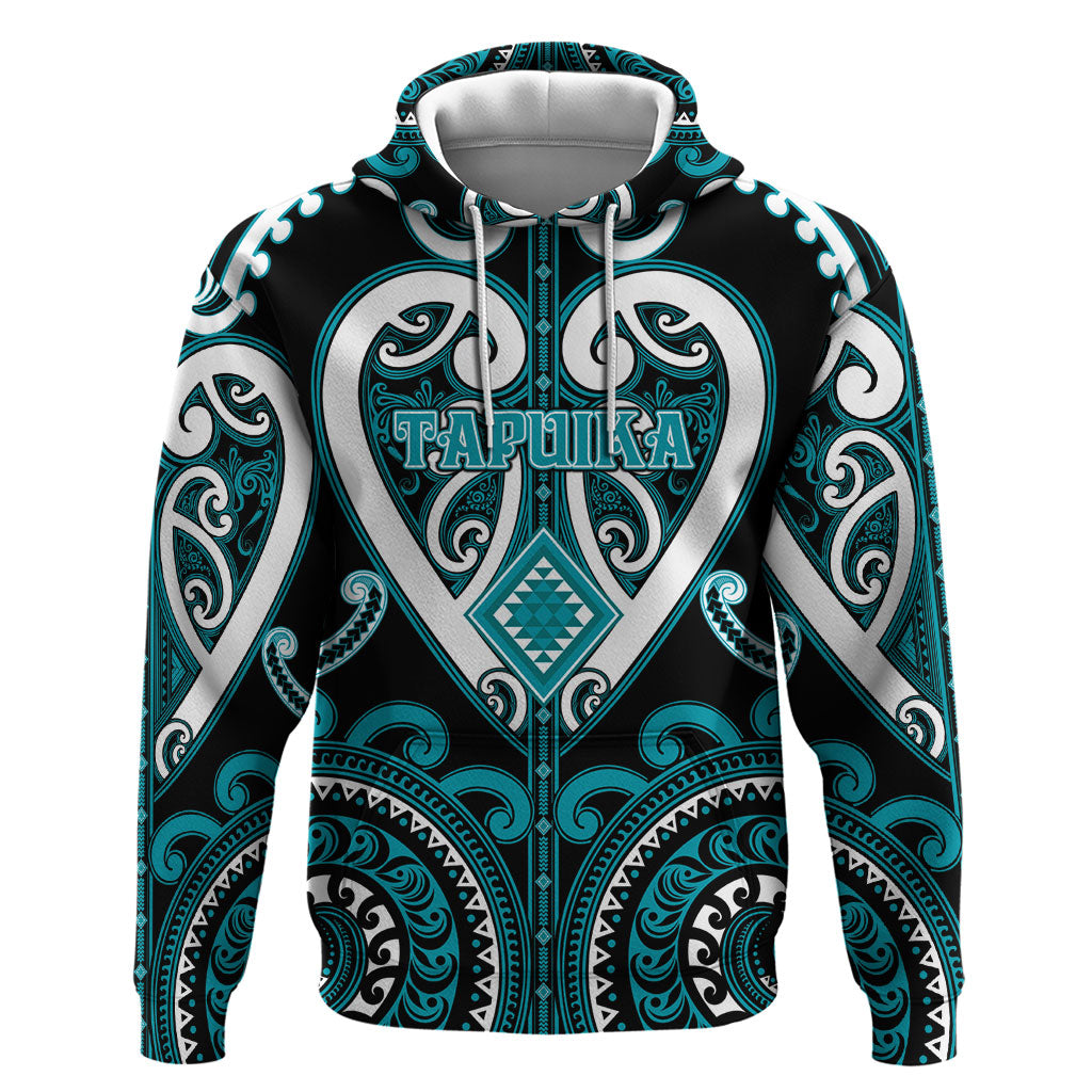 Custom Aotearoa Tapuika Zip Hoodie Maori Tribal Pattern LT05 Pullover Hoodie Teal - Polynesian Pride