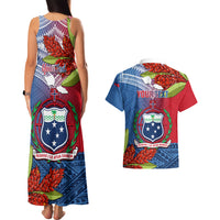 Personalized Samoa Couples Matching Tank Maxi Dress and Hawaiian Shirt Teuila Torch Ginger Mix Polynesian Tribal LT05 - Polynesian Pride