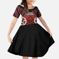 Personalised Aotearoa Mana Motuhake Family Matching Off The Shoulder Long Sleeve Dress and Hawaiian Shirt Poutama With Maori Pattern - Polynesian Pride