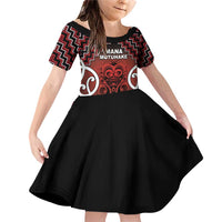 Personalised Aotearoa Mana Motuhake Family Matching Off Shoulder Short Dress and Hawaiian Shirt Poutama With Maori Pattern - Polynesian Pride