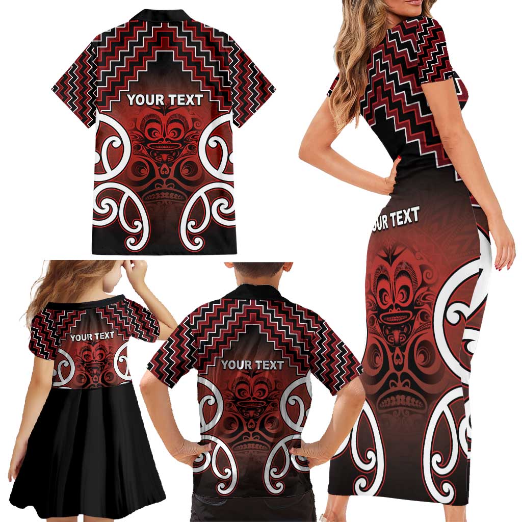 Personalised Aotearoa Mana Motuhake Family Matching Short Sleeve Bodycon Dress and Hawaiian Shirt Poutama With Maori Pattern - Polynesian Pride