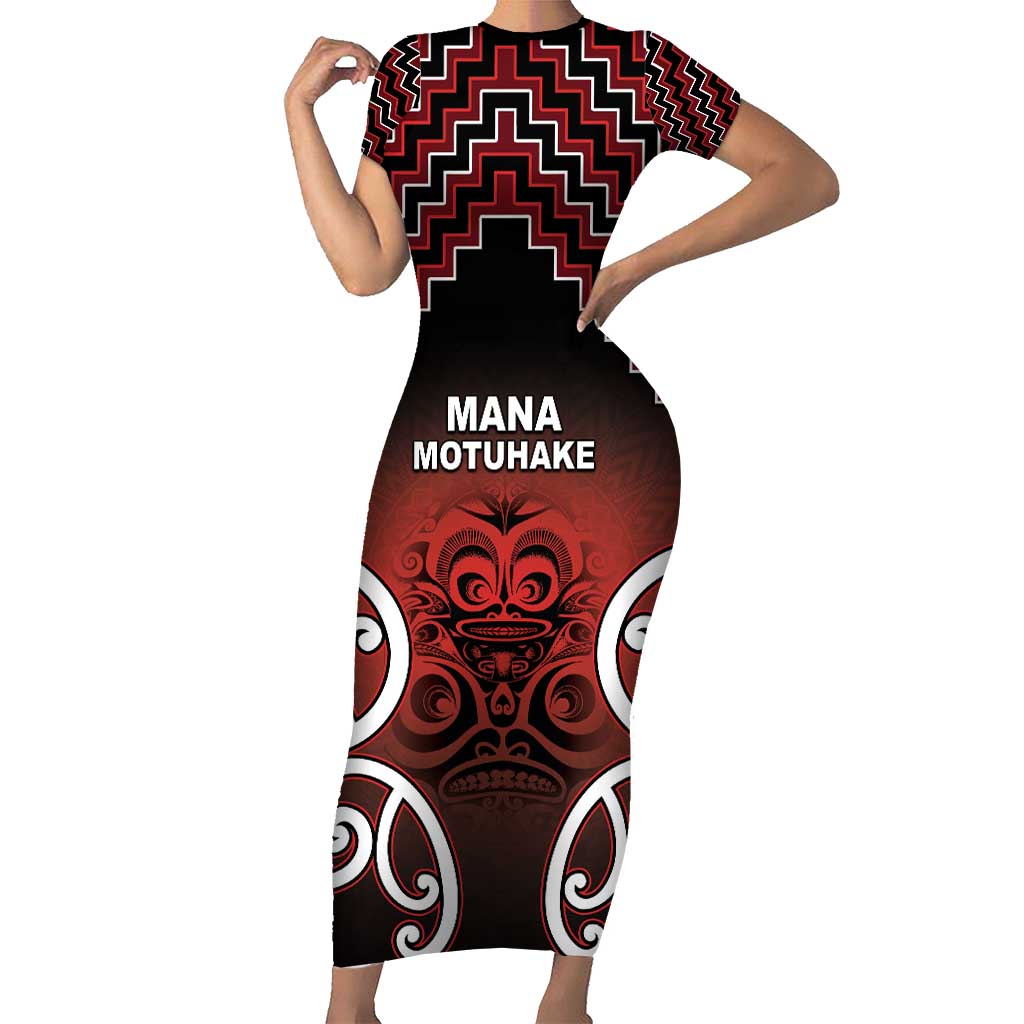 Personalised Aotearoa Mana Motuhake Family Matching Short Sleeve Bodycon Dress and Hawaiian Shirt Poutama With Maori Pattern - Polynesian Pride