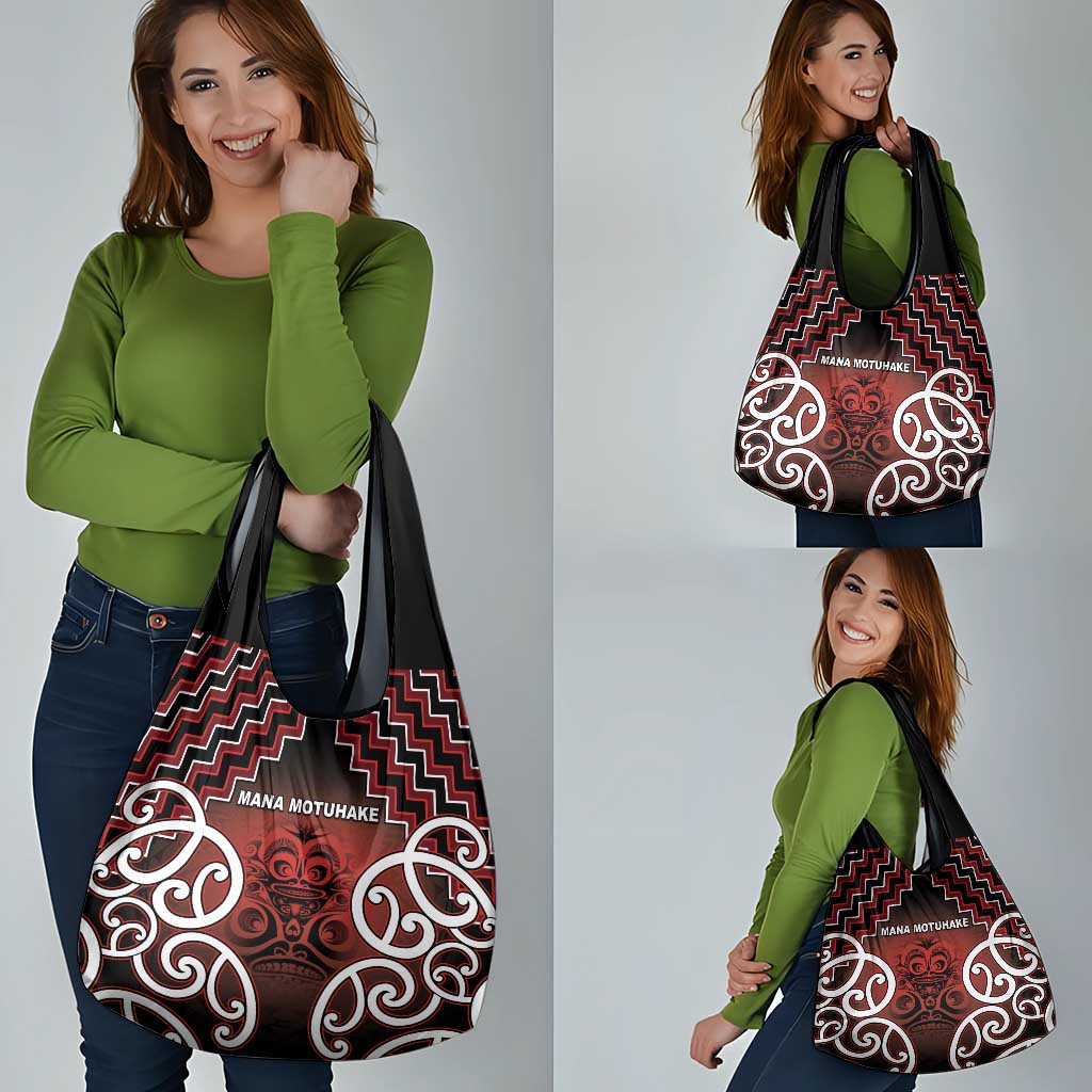 Aotearoa Mana Motuhake Grocery Bag Poutama With Maori Pattern - Polynesian Pride
