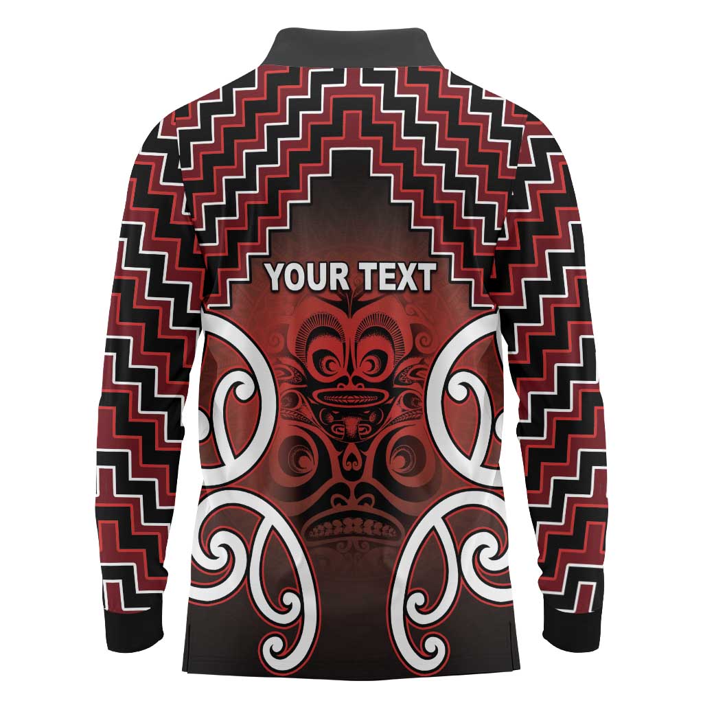 Personalised Aotearoa Mana Motuhake Long Sleeve Polo Shirt Poutama With Maori Pattern - Polynesian Pride