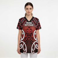 Personalised Aotearoa Mana Motuhake Scrub Top Poutama With Maori Pattern - Polynesian Pride
