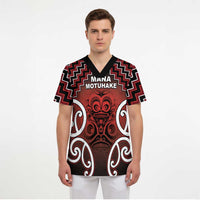 Personalised Aotearoa Mana Motuhake Scrub Top Poutama With Maori Pattern - Polynesian Pride