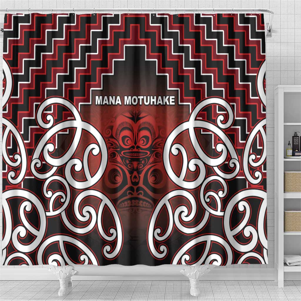 Aotearoa Mana Motuhake Shower Curtain Poutama With Maori Pattern - Polynesian Pride