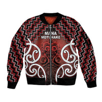 Personalised Aotearoa Mana Motuhake Sleeve Zip Bomber Jacket Poutama With Maori Pattern - Polynesian Pride