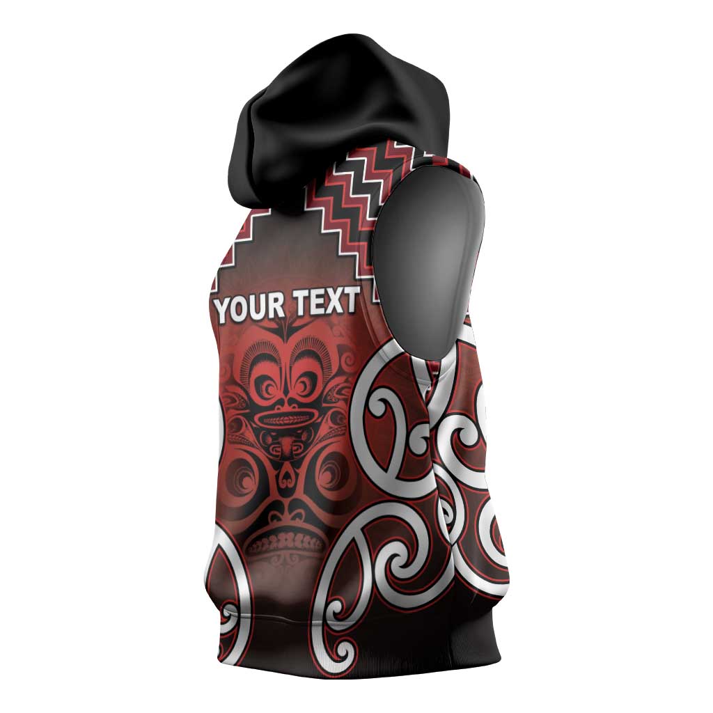 Personalised Aotearoa Mana Motuhake Sleeveless Hoodie Poutama With Maori Pattern - Polynesian Pride