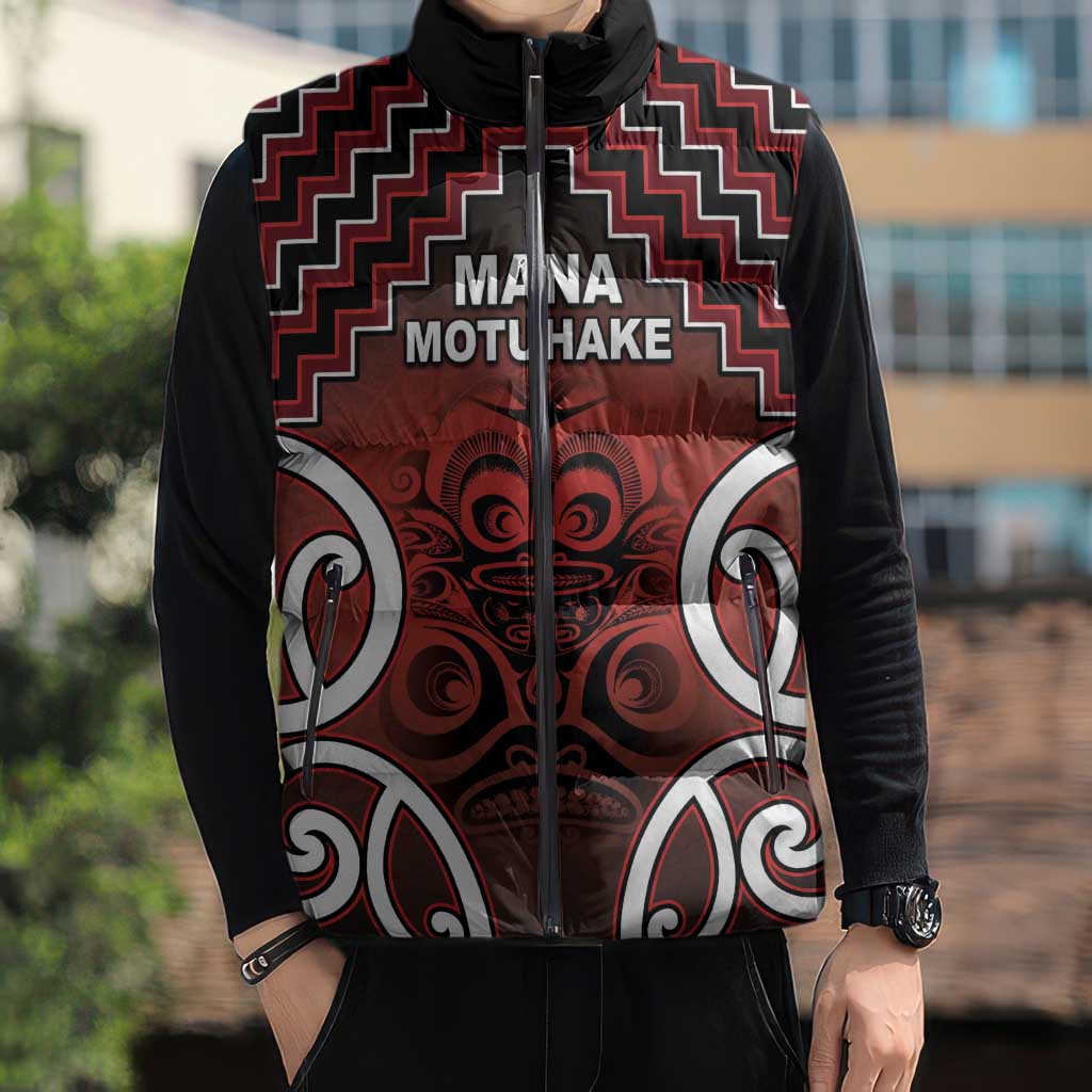 Personalised Aotearoa Mana Motuhake Sleeveless Puffer Jacket Poutama With Maori Pattern - Polynesian Pride