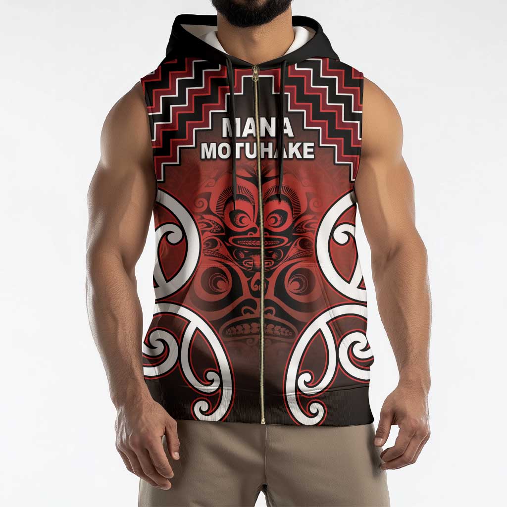Personalised Aotearoa Mana Motuhake Sleeveless Zip Hoodie Poutama With Maori Pattern - Polynesian Pride