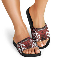 Aotearoa Mana Motuhake Slide Sandals Poutama With Maori Pattern - Polynesian Pride