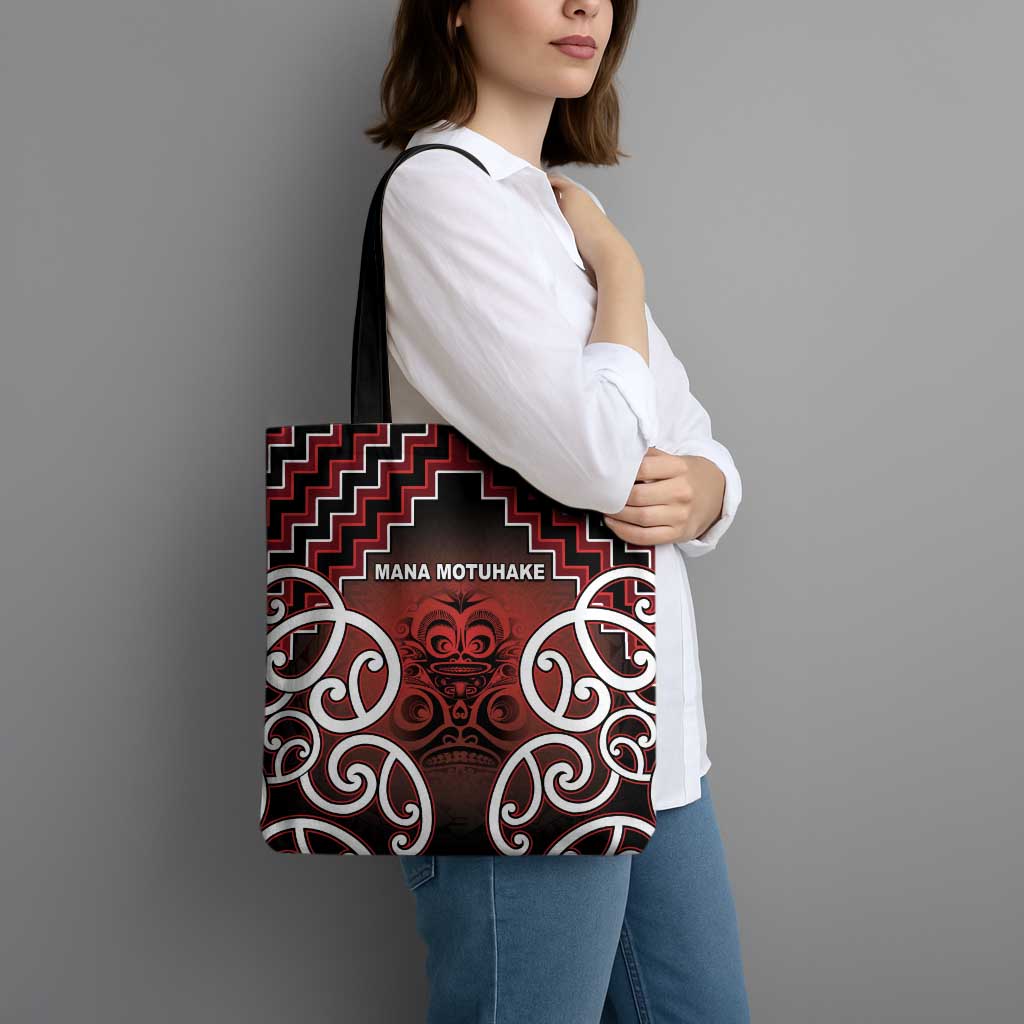 Aotearoa Mana Motuhake Tote Bag Poutama With Maori Pattern - Polynesian Pride