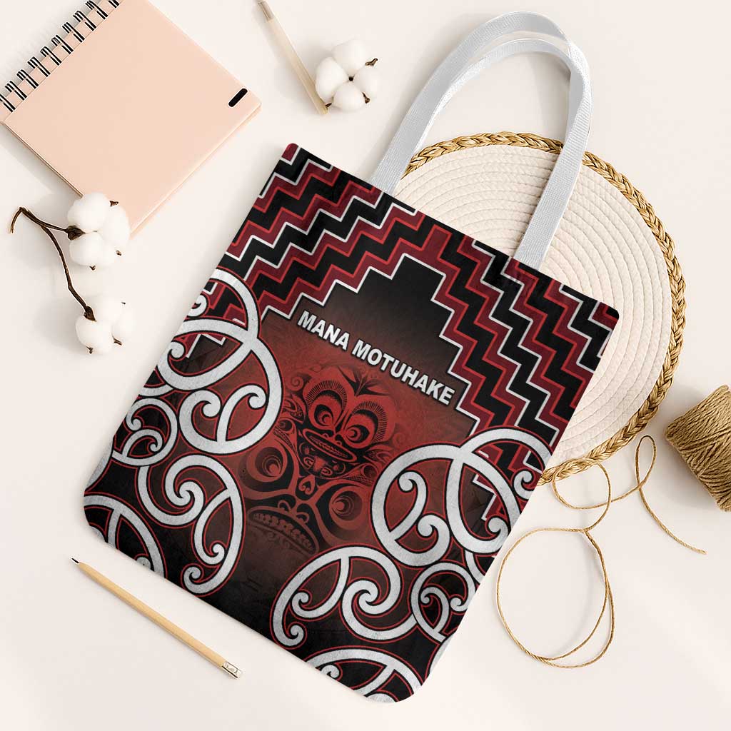 Aotearoa Mana Motuhake Tote Bag Poutama With Maori Pattern - Polynesian Pride