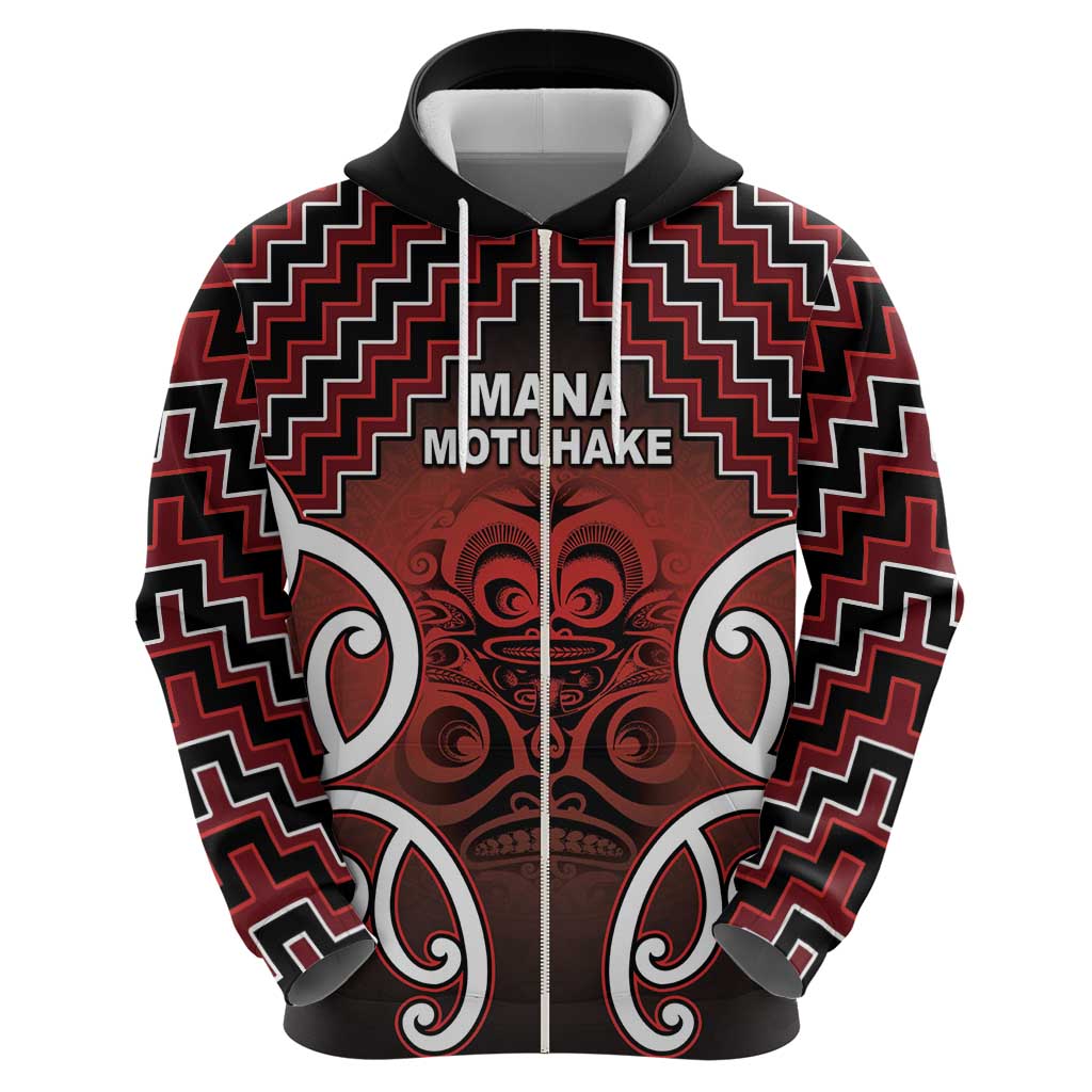Personalised Aotearoa Mana Motuhake Zip Hoodie Poutama With Maori Pattern - Polynesian Pride