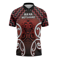 Personalised Aotearoa Mana Motuhake Zipper Polo Shirt Poutama With Maori Pattern - Polynesian Pride
