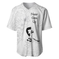 Lung Cancer Awareness Baseball Jersey Never Give Up Polynesian Style LT05 White - Polynesian Pride