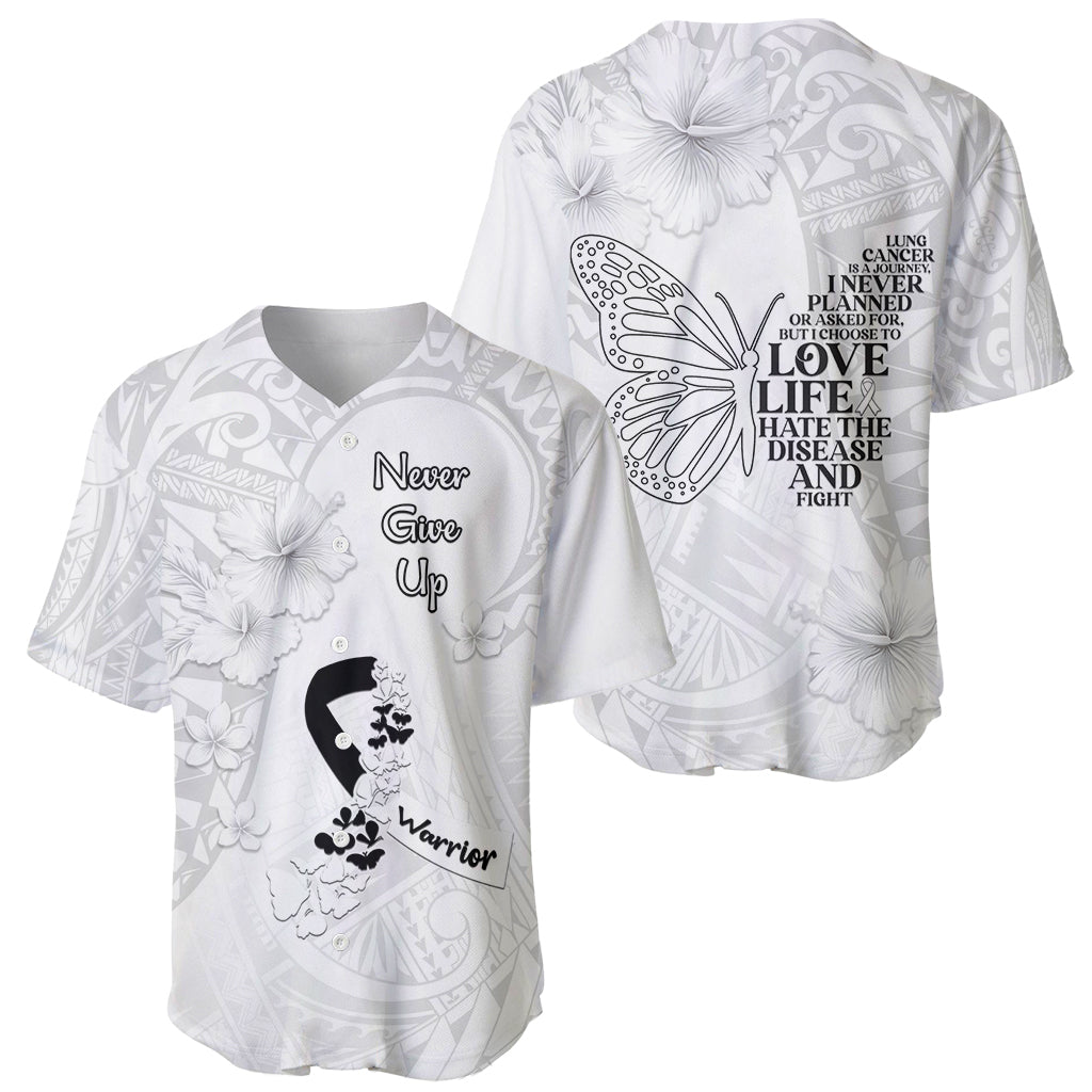 Lung Cancer Awareness Baseball Jersey Never Give Up Polynesian Style LT05 - Polynesian Pride