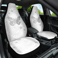 Lung Cancer Awareness Car Seat Cover Never Give Up Polynesian Style LT05 One Size White - Polynesian Pride