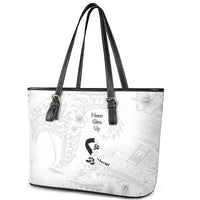Lung Cancer Awareness Leather Tote Bag Never Give Up Polynesian Style LT05 - Polynesian Pride