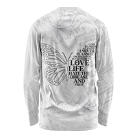 Lung Cancer Awareness Long Sleeve Shirt Never Give Up Polynesian Style LT05 - Polynesian Pride