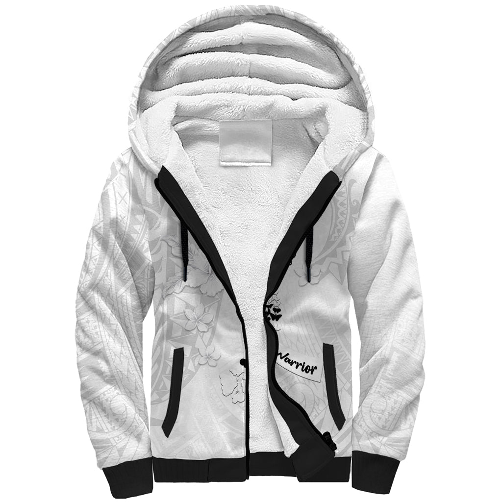 Lung Cancer Awareness Sherpa Hoodie Never Give Up Polynesian Style LT05 Unisex White - Polynesian Pride