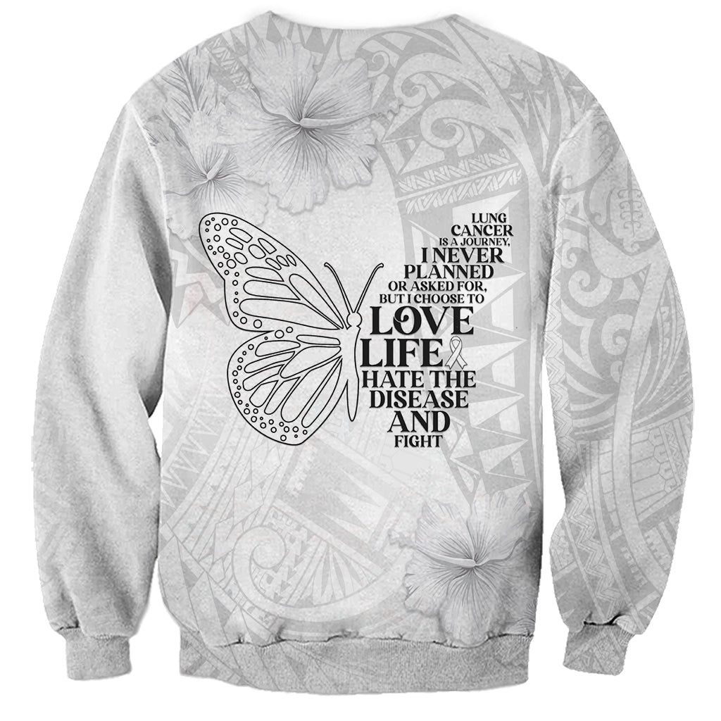 Lung Cancer Awareness Sweatshirt Never Give Up Polynesian Style LT05 - Polynesian Pride