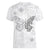 Lung Cancer Awareness Women V Neck T Shirt Never Give Up Polynesian Style LT05 - Polynesian Pride