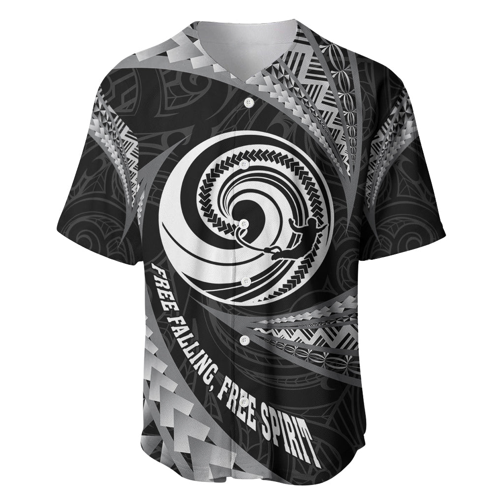 Personalised New Zealand Bungy Jumping Baseball Jersey Maori Pattern LT05 Black - Polynesian Pride