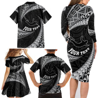 Personalised New Zealand Bungy Jumping Family Matching Long Sleeve Bodycon Dress and Hawaiian Shirt Maori Pattern LT05 - Polynesian Pride