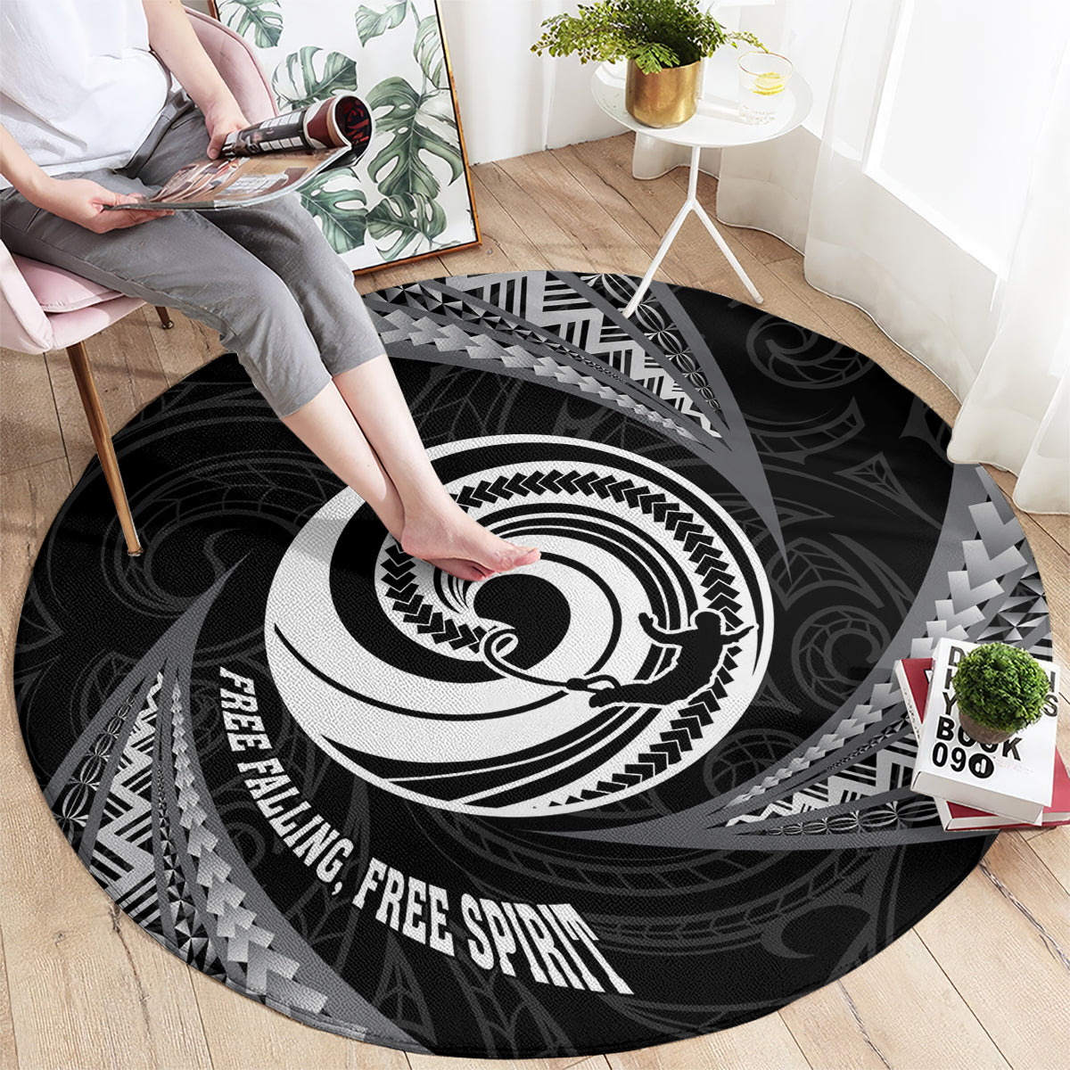 New Zealand Bungy Jumping Round Carpet Maori Pattern LT05 - Polynesian Pride