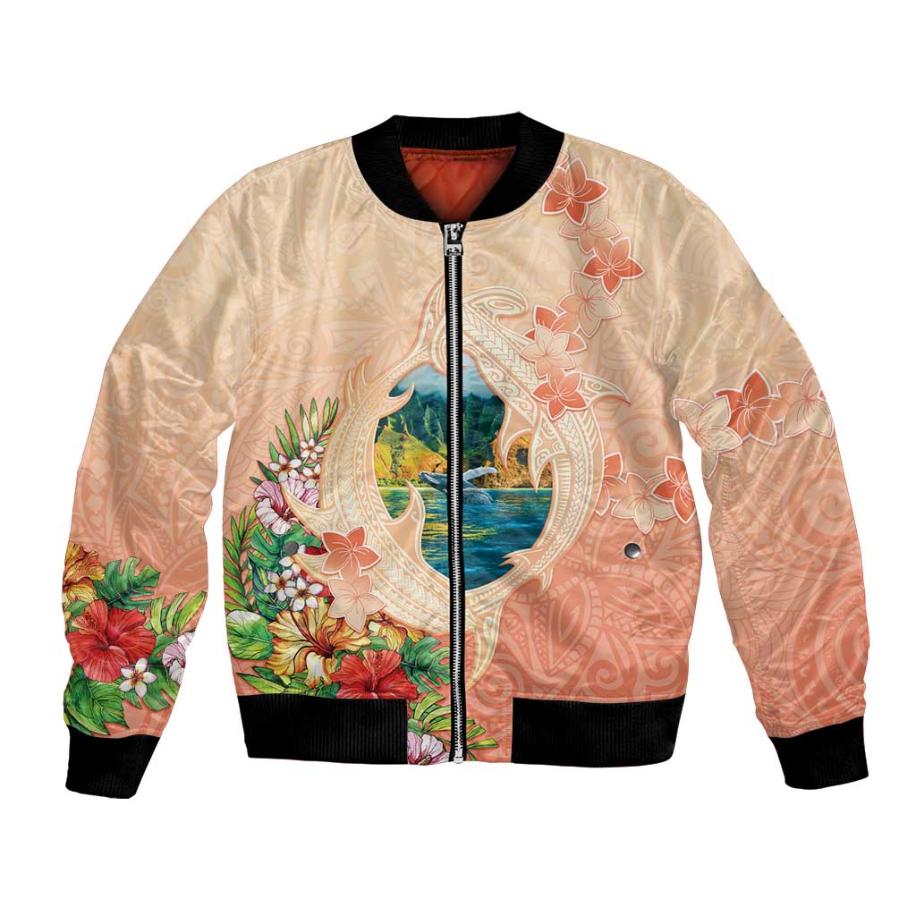 Hawaii Kauai Na Pali Coast Landscape Bomber Jacket LT05 Unisex Peach - Polynesian Pride