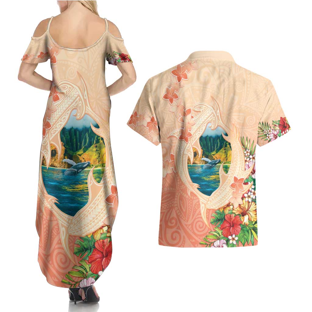 Hawaii Kauai Na Pali Coast Landscape Couples Matching Summer Maxi Dress and Hawaiian Shirt