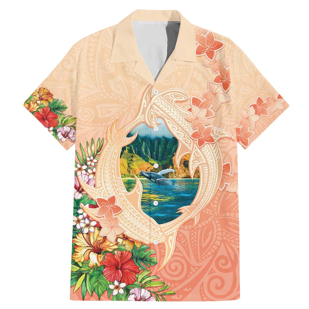 Hawaii Kauai Na Pali Coast Landscape Family Matching Mermaid Dress and Hawaiian Shirt LT05 Dad's Shirt - Short Sleeve Peach - Polynesian Pride