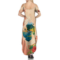 Hawaii Kauai Na Pali Coast Landscape Family Matching Summer Maxi Dress and Hawaiian Shirt