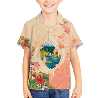 Hawaii Kauai Na Pali Coast Landscape Family Matching Tank Maxi Dress and Hawaiian Shirt LT05 Son's Shirt Peach - Polynesian Pride