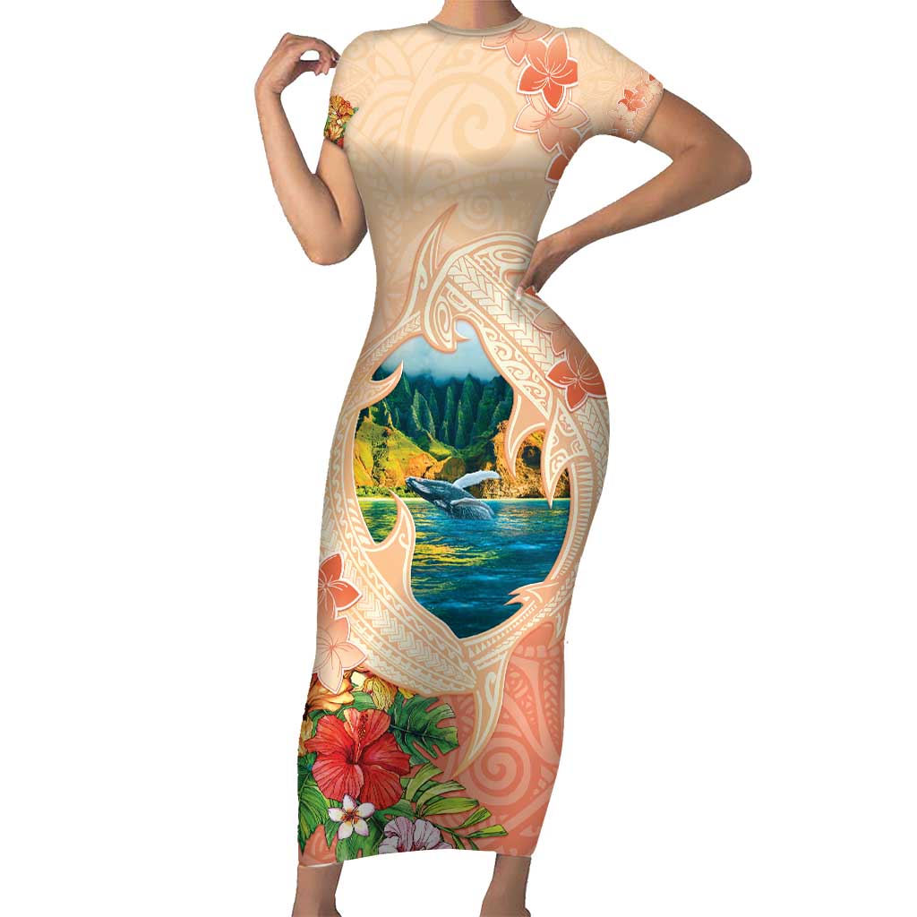 Hawaii Kauai Na Pali Coast Landscape Short Sleeve Bodycon Dress LT05