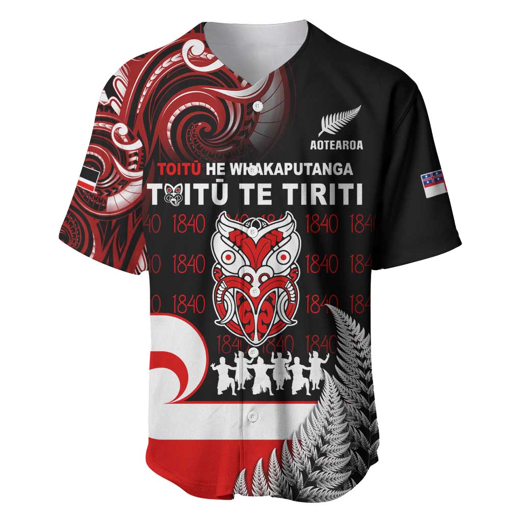 Aotearoa Toitu He Whakaputanga Baseball Jersey Toitu Te Tiriti O Waitangi LT05 Black - Polynesian Pride
