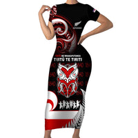 Aotearoa Toitu He Whakaputanga Family Matching Short Sleeve Bodycon Dress and Hawaiian Shirt Toitu Te Tiriti O Waitangi