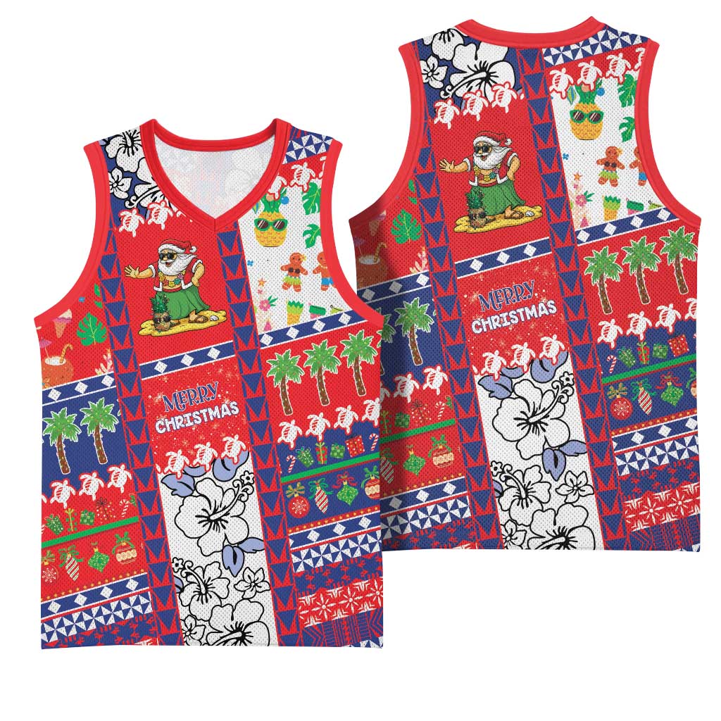 Wallis And Futuna Christmas Basketball Jersey Festive Beach Vibes - Polynesian Pride